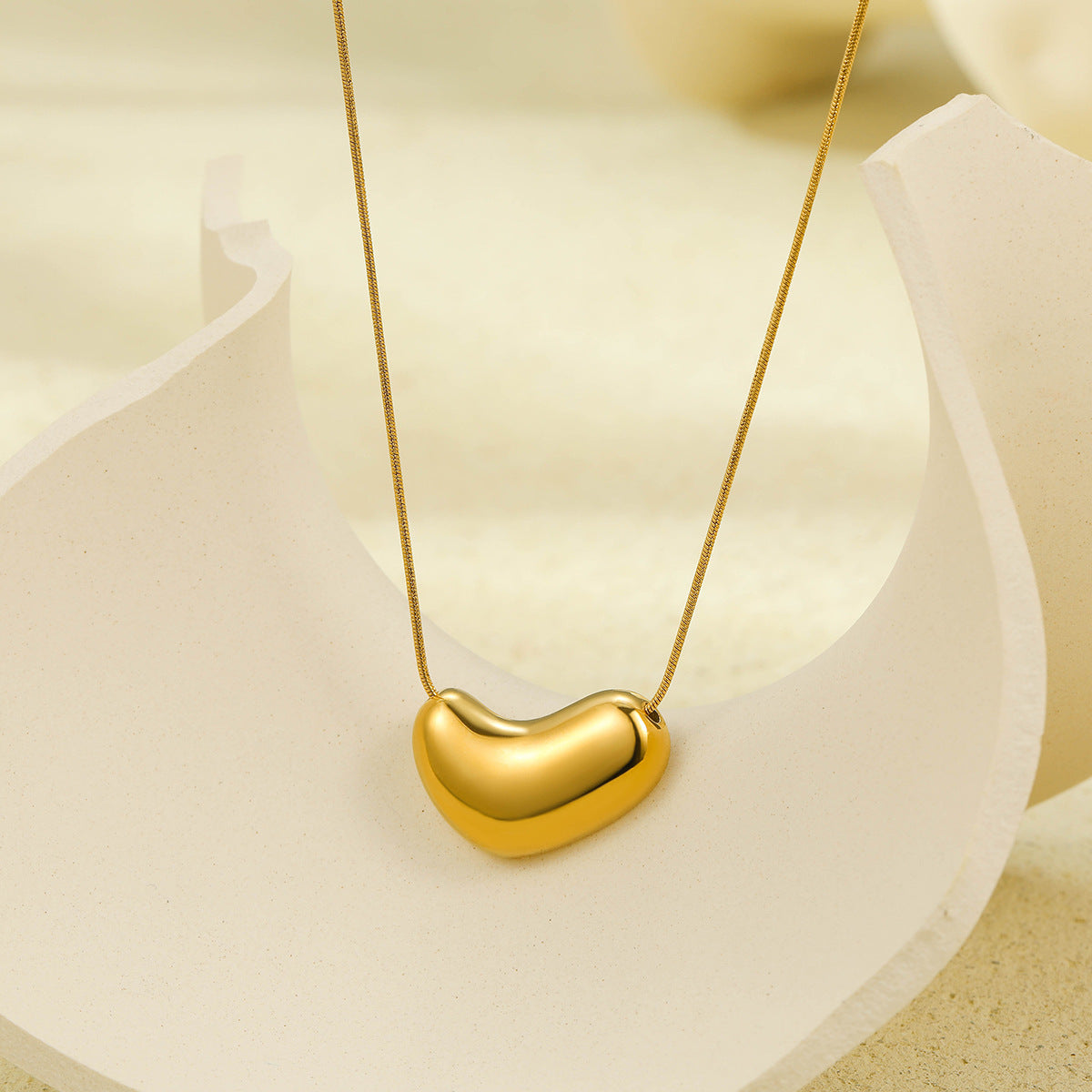 Minimalist Geometric Titanium Steel Snake Chain Necklace with Polished Stainless Steel Pendant for Women