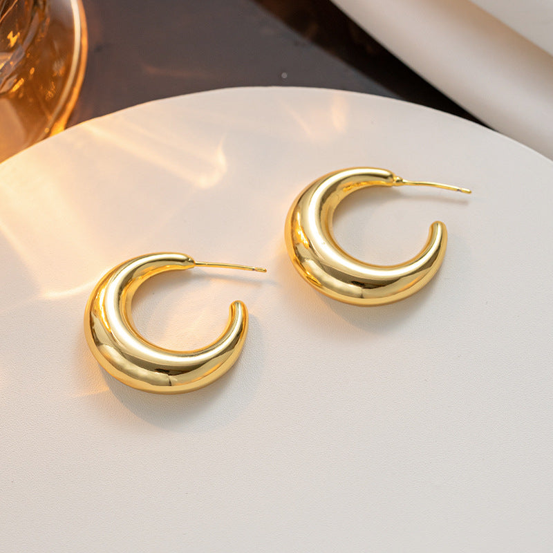 Pendientes de aro de titanio y acero geométricos minimalistas vintage para mujer con acabado chapado al vacío, hipoalergénicos y resistentes a la decoloración
