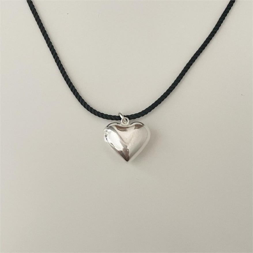 Minimalist Heart-Shaped 925 Sterling Silver Necklace with Gold Plating on Waxed Cotton Cord