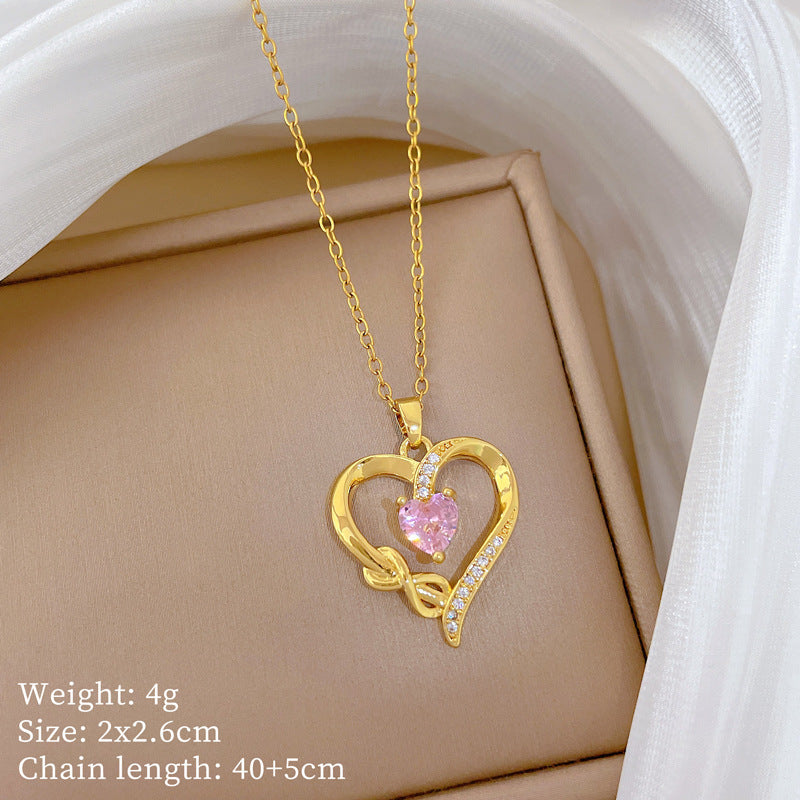 Sweet Minimalist Animal Shape Brass Pendant with Cubic Zirconia Inlay Titanium Steel Necklace for Unisex