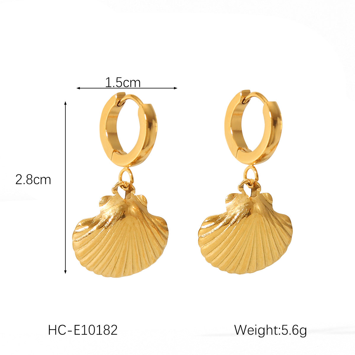 INS Style Crab and Starfish Shell-Shaped Earrings for Women in Titanium Steel with 18K Gold Plating