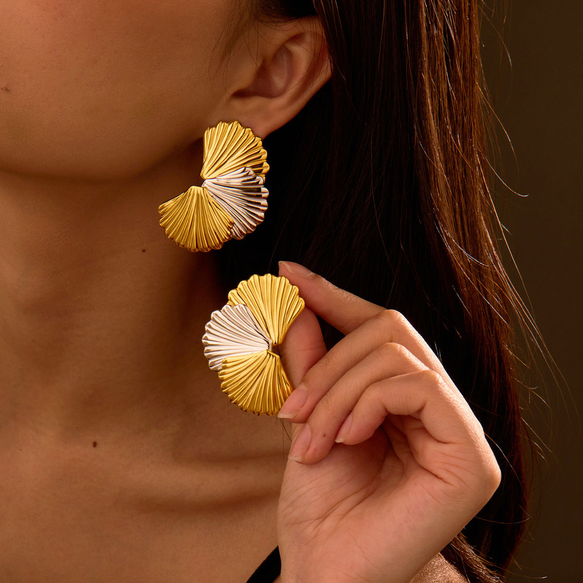 Pendientes de Tachuela de Acero Inoxidable Geométricos con Textura de Rombo y Acabado Chapado para Mujer