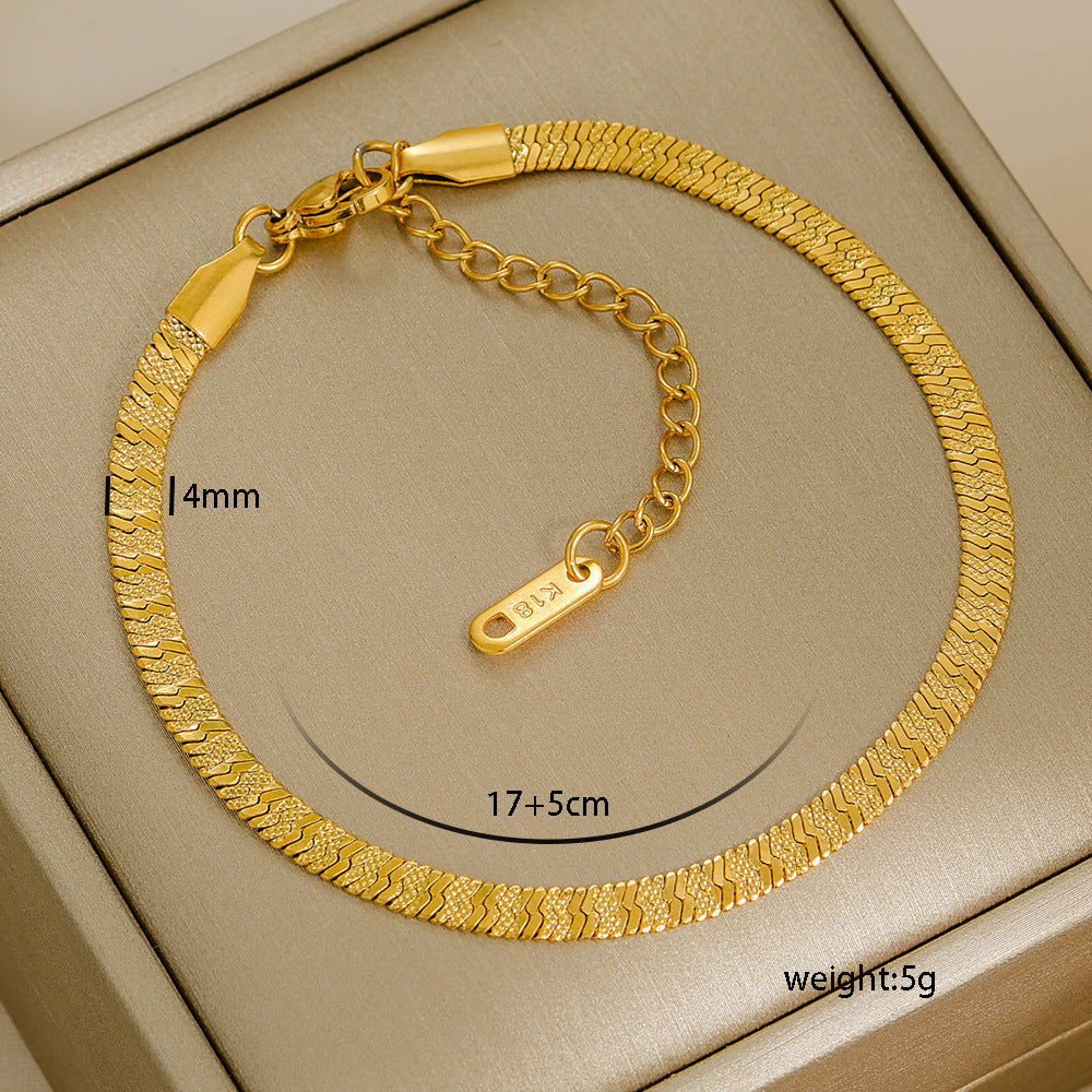 Bracciale da donna minimalista a rombi in acciaio al titanio con placcatura in oro 18 carati, accessorio di moda versatile