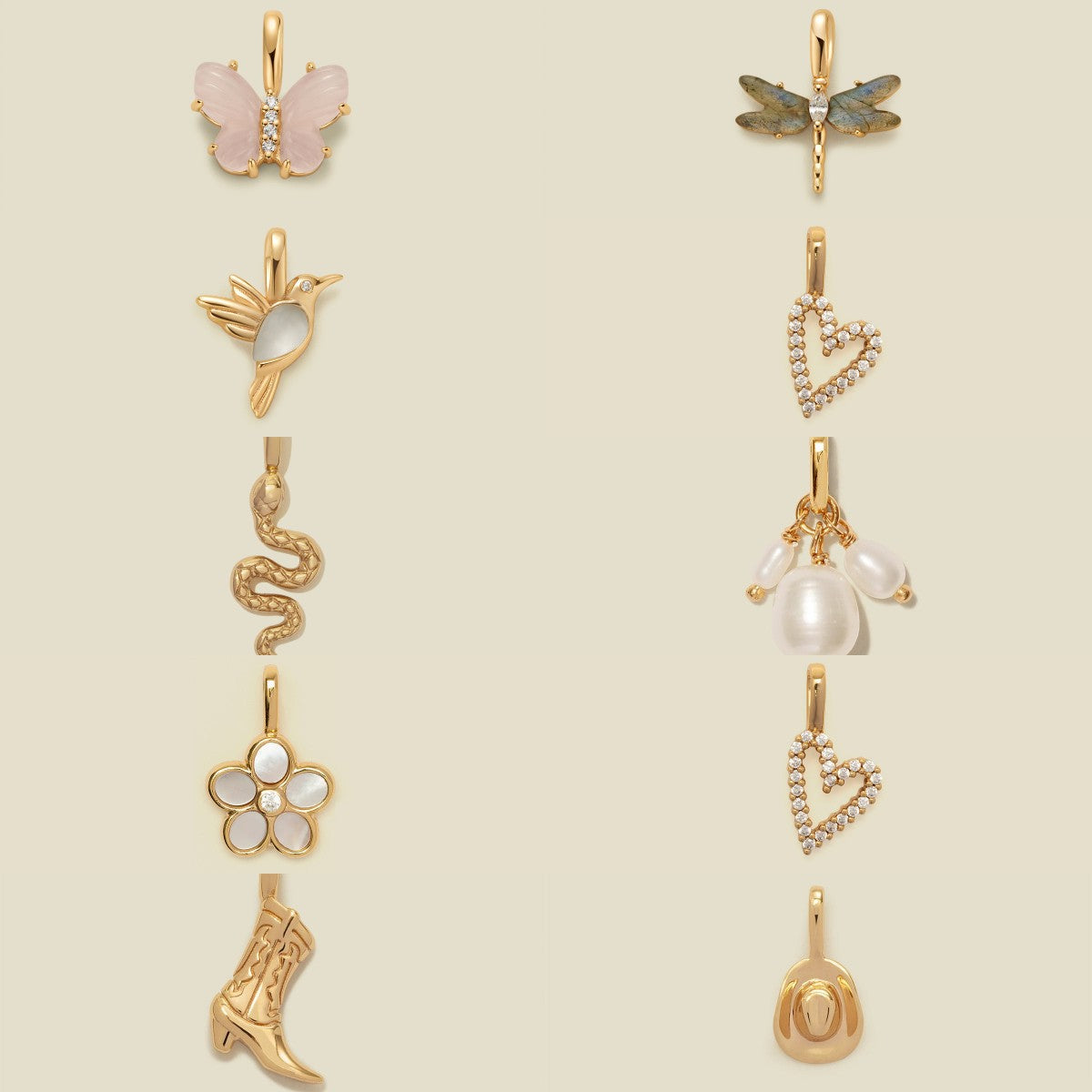 Vintage Plated Brass Floral Cross Butterfly Heart Letter Charm Bar Necklace for Women