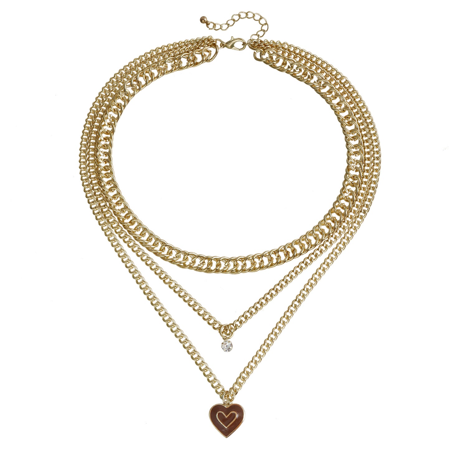 Collar minimalista con colgante de aleación en forma de corazón y detalles de esmalte para mujer, delicada cadena para clavícula