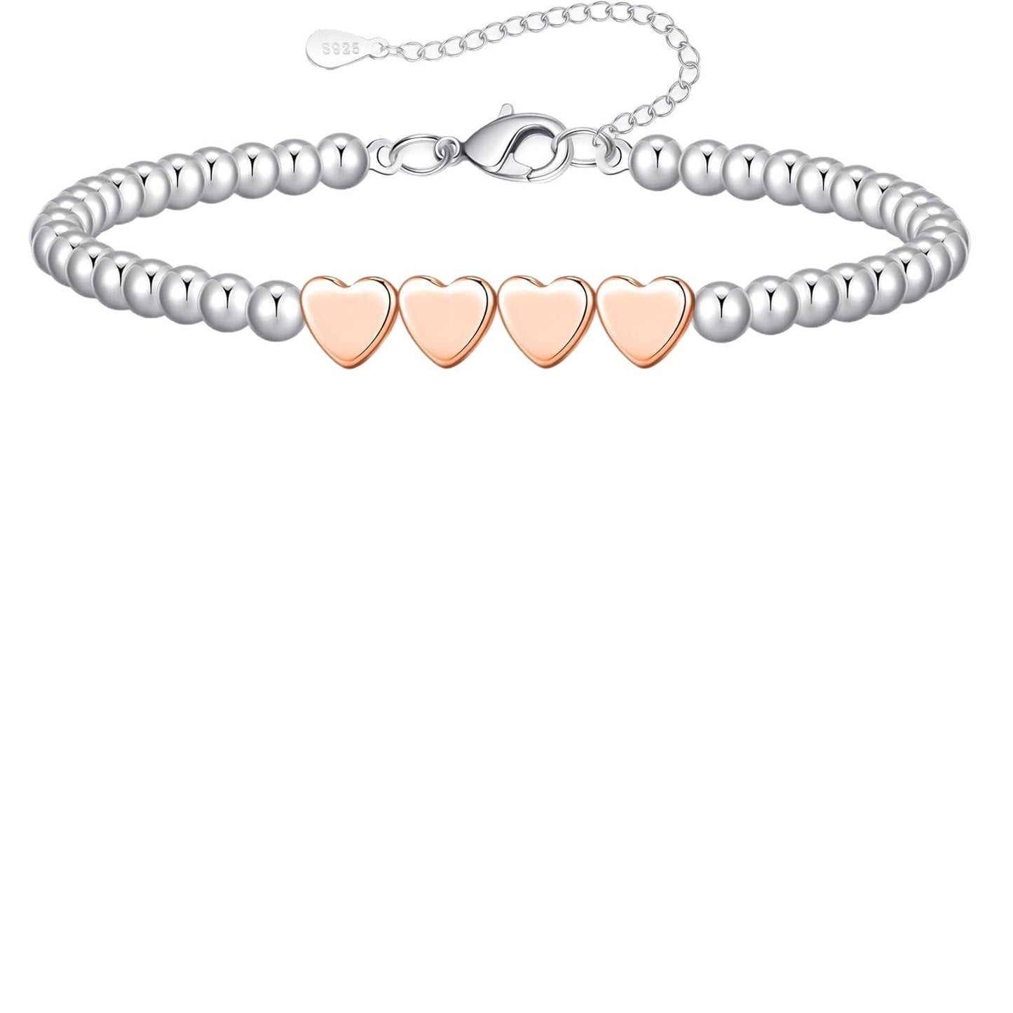 Sweet Heart Shaped Brass Plated Adjustable Bracelet for Women