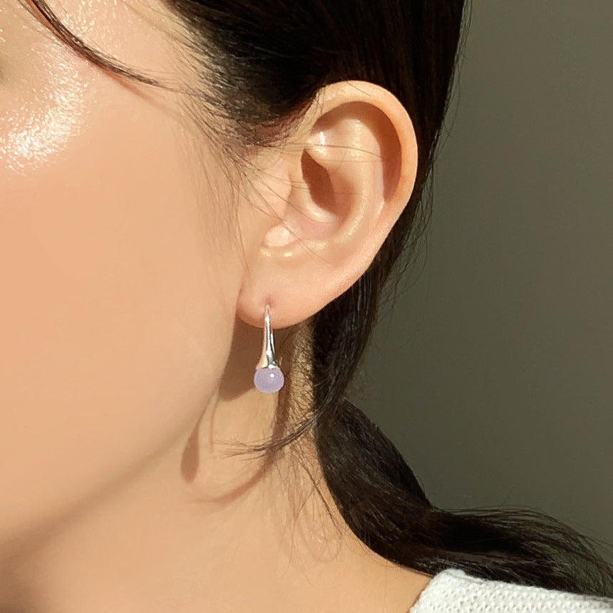 Orecchini a perno con numero di lettera in agata di cristallo, placcati in argento sterling 925, stile minimalista e dolce