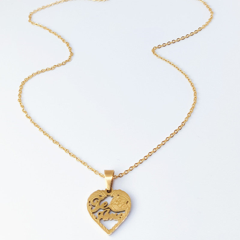 Minimalist Heart-Shaped Titanium Steel Pendant Necklace with Enamel Finish for Unisex Daily Wear