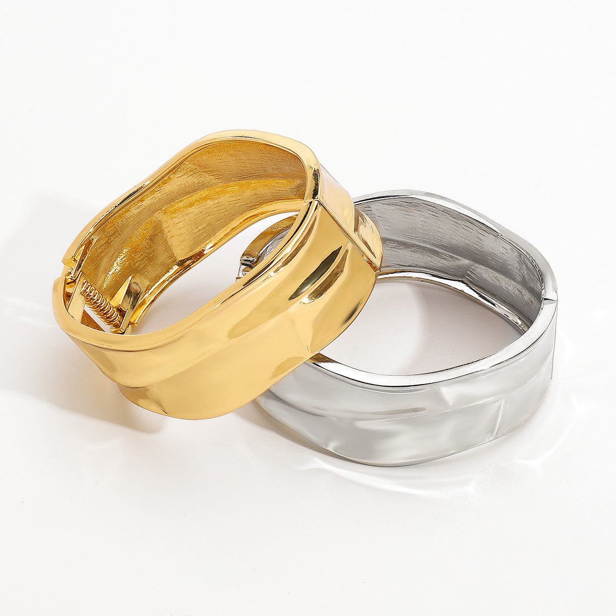 Geometric Wide Cuff Bracelet in Alloy with Plated Finish for Women, Fashionable and Stylish Design
