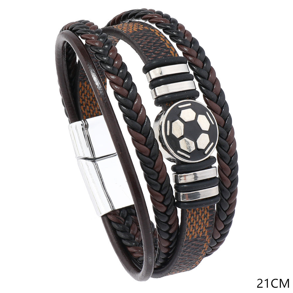 Pulsera magnética de cuero geométrico unisex, estilo punk urbano, regalo de joyería para aficionados a los deportes