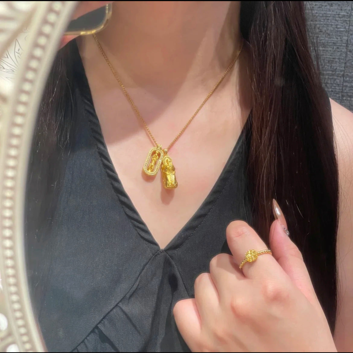 Collana minimalista geometrica Pixiu Vajra in acciaio al titanio placcato oro, unisex