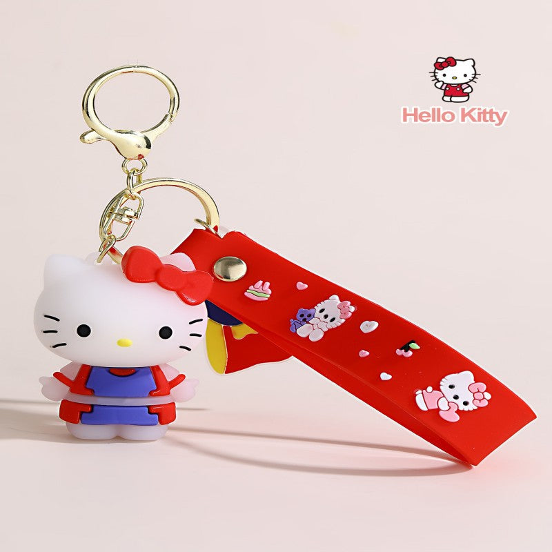Llavero Colgante Gato de Dibujos Animados Accesorio de Silicona con Acabado Chapado para Bolsos y Llaves