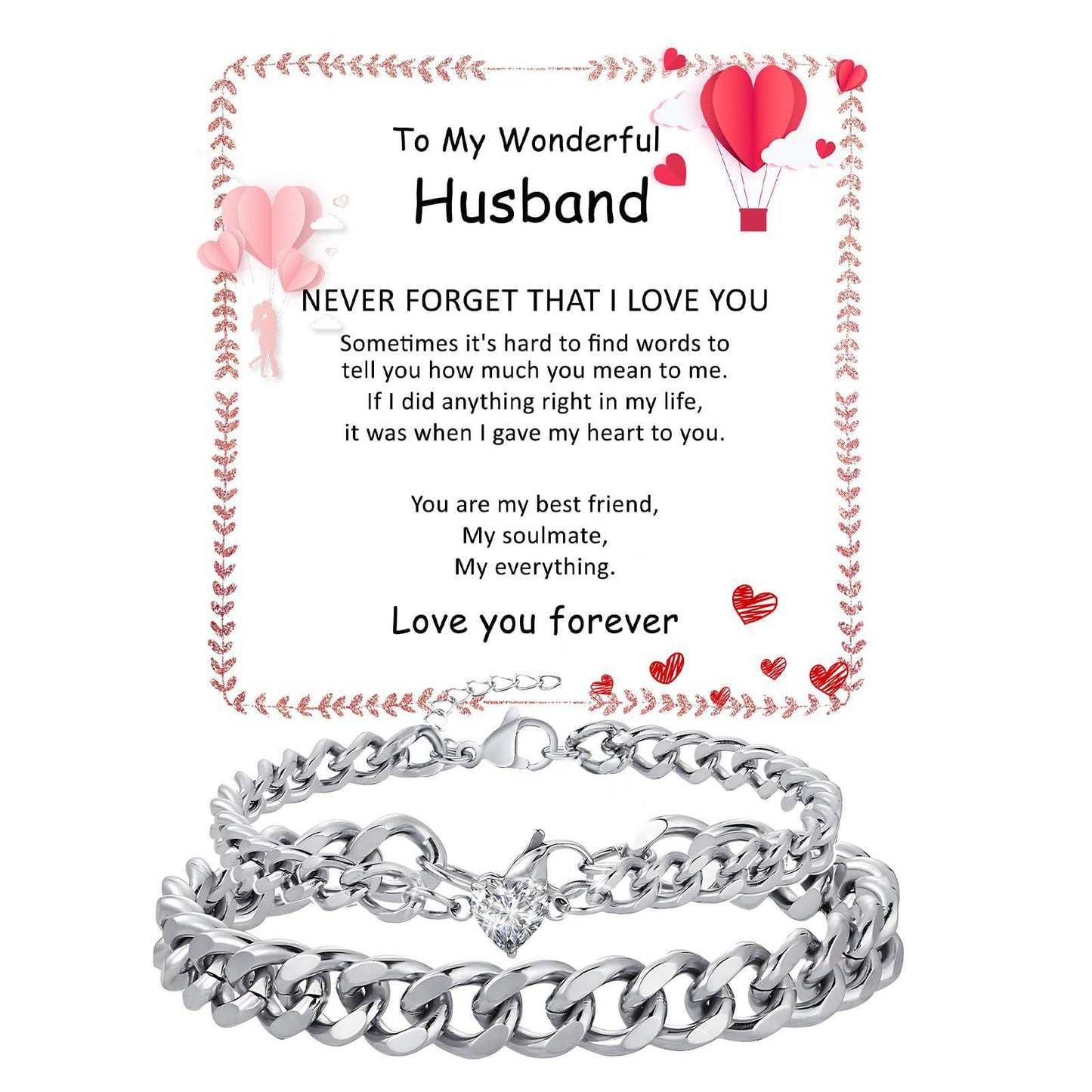 Minimalist Heart Geometric Stainless Steel Plated Cuban Link Chain Bracelet Unisex Adjustable Fashion Jewelry Gift