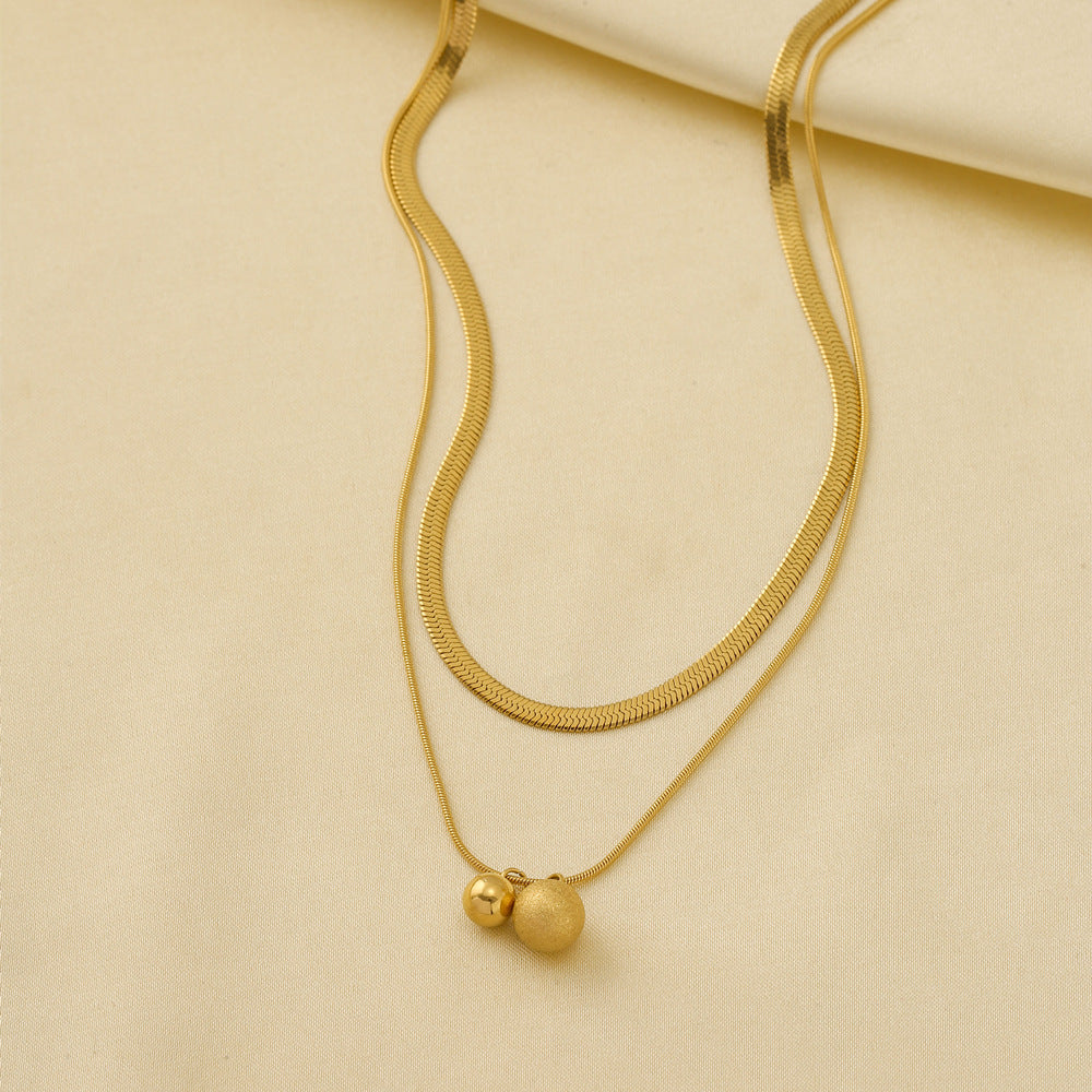 Collana con pendente rotondo geometrico minimalista in acciaio inossidabile placcato oro 18 carati da donna