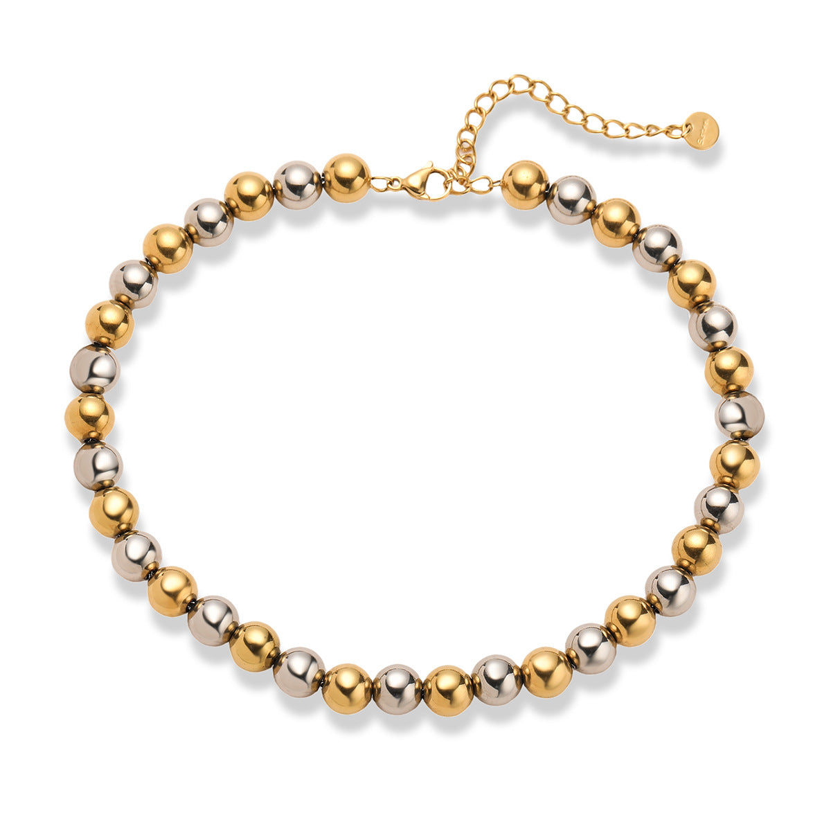 Minimalist 18K Gold Plated Round Ball Chain Stainless Steel Necklace and Bracelet Set for Women