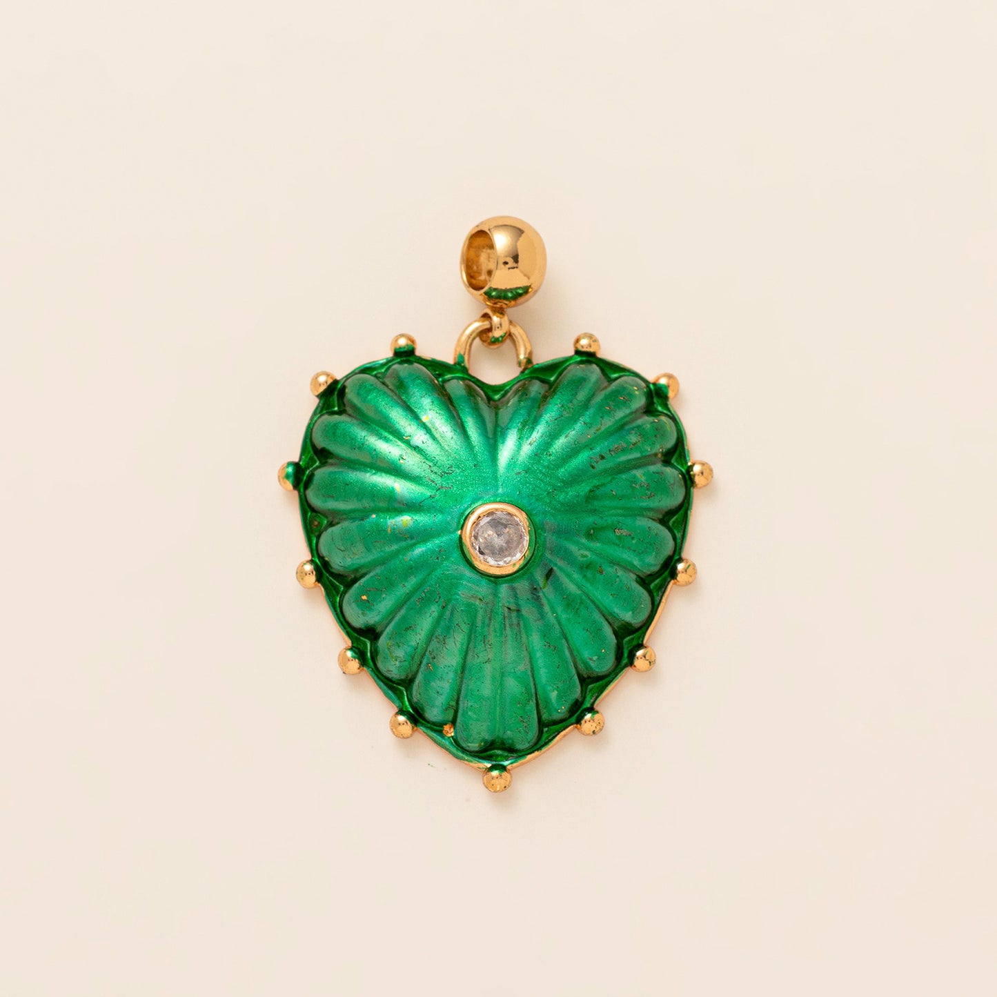 Vintage 14K Gold Plated Brass Ceramic Heart Flower Charm Bar Necklace for Unisex