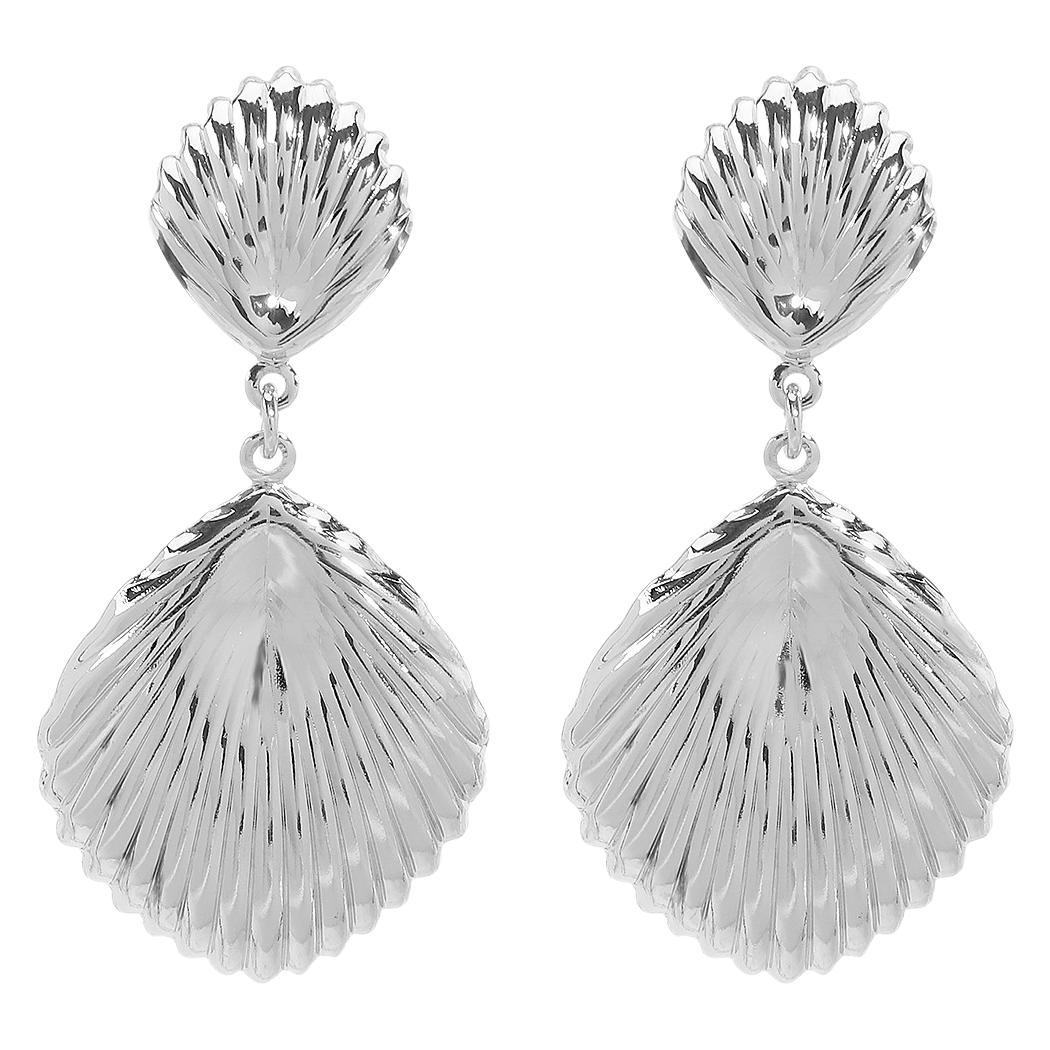 Pendientes de metal galvanizado con forma de concha, a rayas geométricas y personalizados