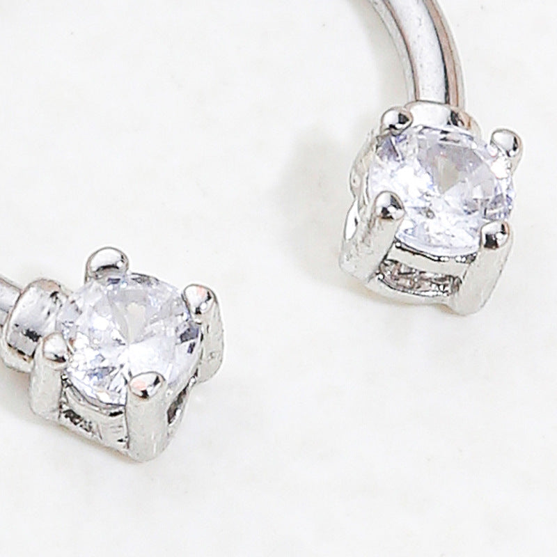 Anello da naso minimalista a U per donne, in ottone con intarsio di strass, gioielli septum impreziositi da cristalli bianchi