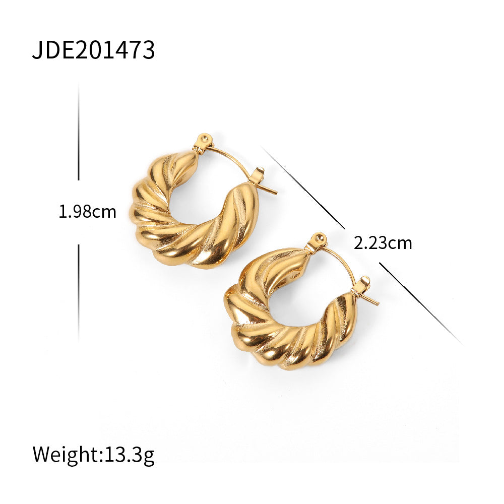Elegant Geometric Stainless Steel Plated Earrings with Pearl for Women