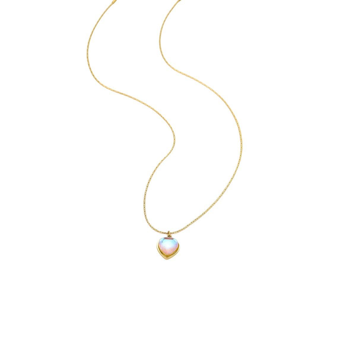 Minimalist Fashion-Forward Heart-Shaped Stainless Steel Necklace with 18K Gold Plating for Women