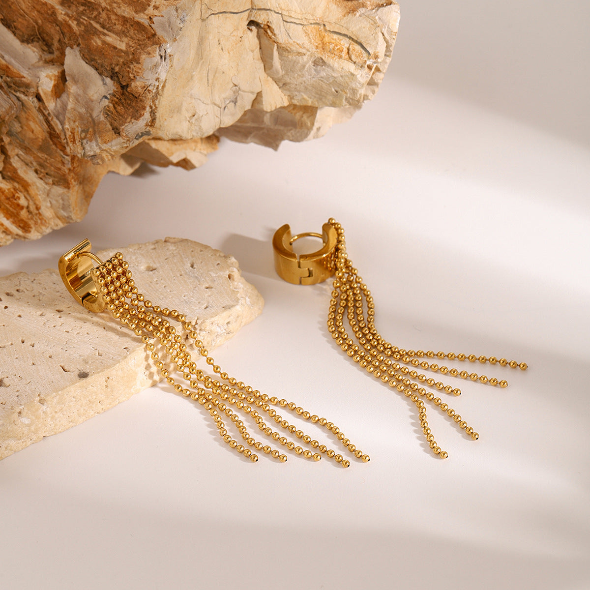 Pendientes colgantes geométricos de acero inoxidable con acabado chapado para mujer, joyería minimalista de moda