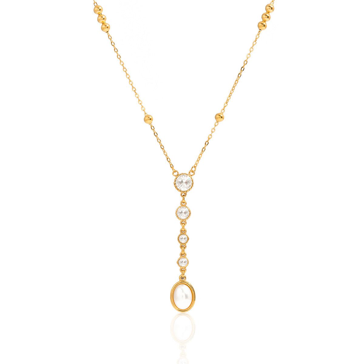 Collar con colgante de triángulo geométrico minimalista de acero de titanio chapado en oro de 18 quilates para mujer