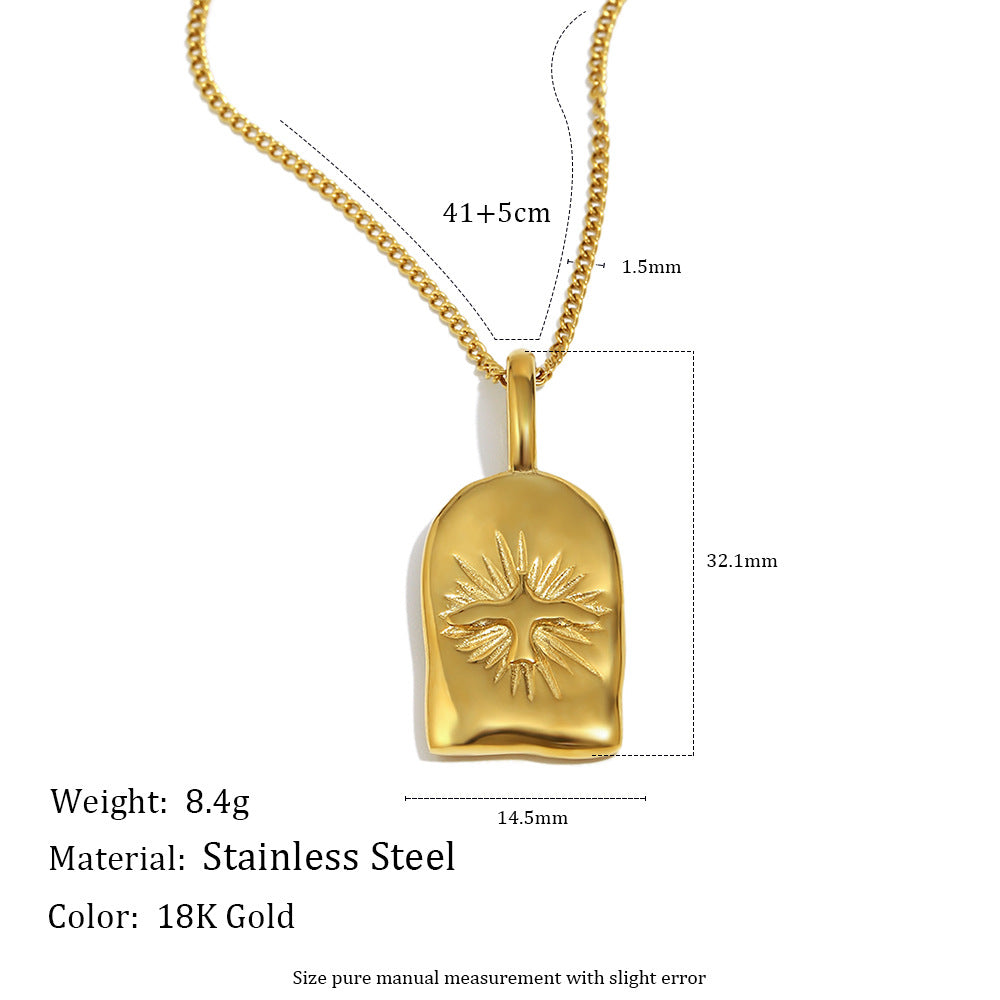 Collana con ciondolo a fenice minimalista geometrica a raggiera da donna in acciaio inossidabile placcato oro 18 carati