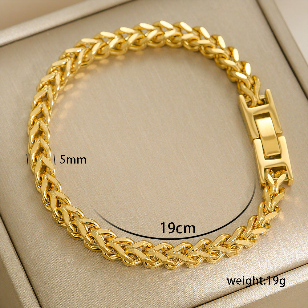 Bracciale Minimalista Cuban Link in Acciaio al Titanio Placcato Oro 18K per Donna e Uomo