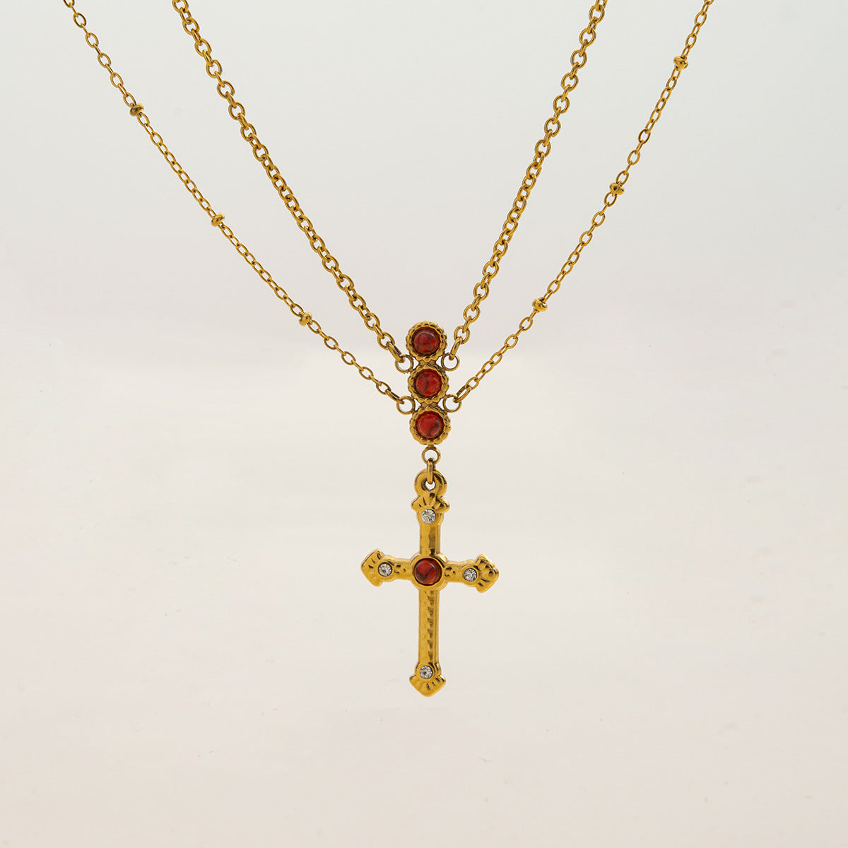 Collana con Pendente a Croce Geometrica in Acciaio Inossidabile con Ciondolo in Acciaio al Titanio, Elettroplaccata per un'Eleganza che non Sbiadisce