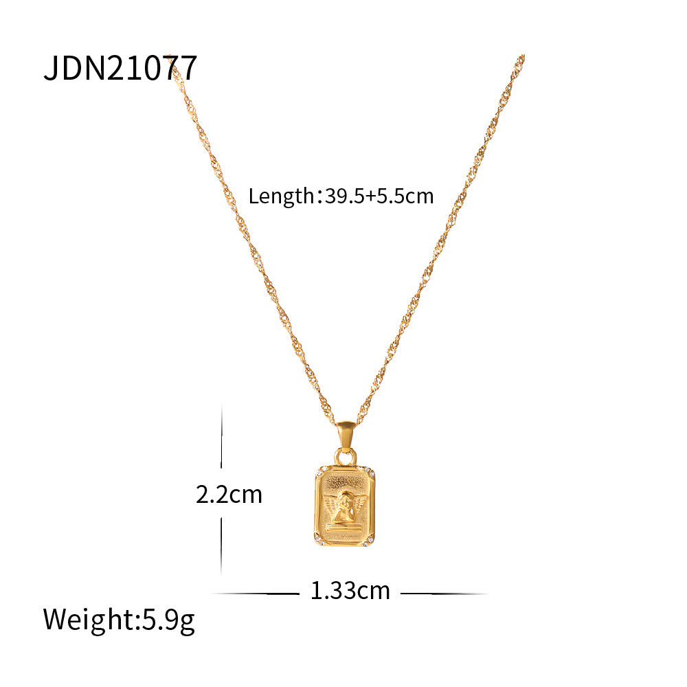 Minimalist Elegant Geometric Titanium Steel Pendant Plated Stainless Steel Necklace for Women
