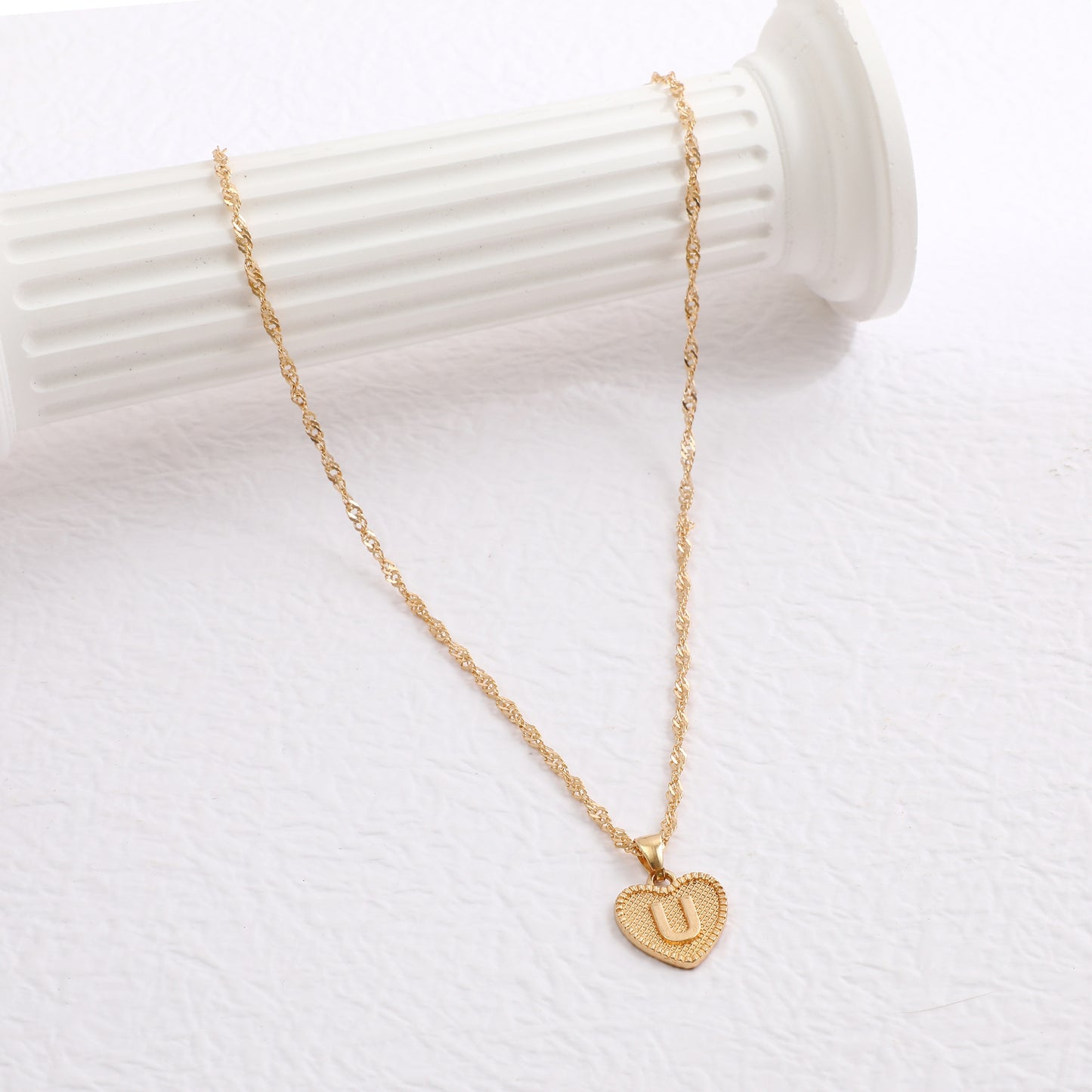 Minimalist Heart Letter Zinc Alloy Plated Necklace Singapore Chain Women