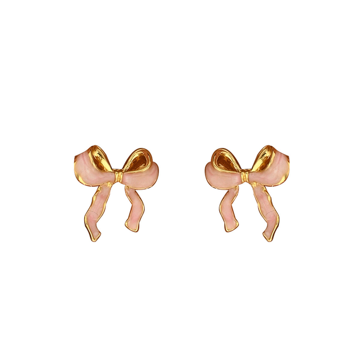 Orecchini minimalisti a forma di fiocco in smalto da donna in lega di zinco con perni in acciaio inossidabile