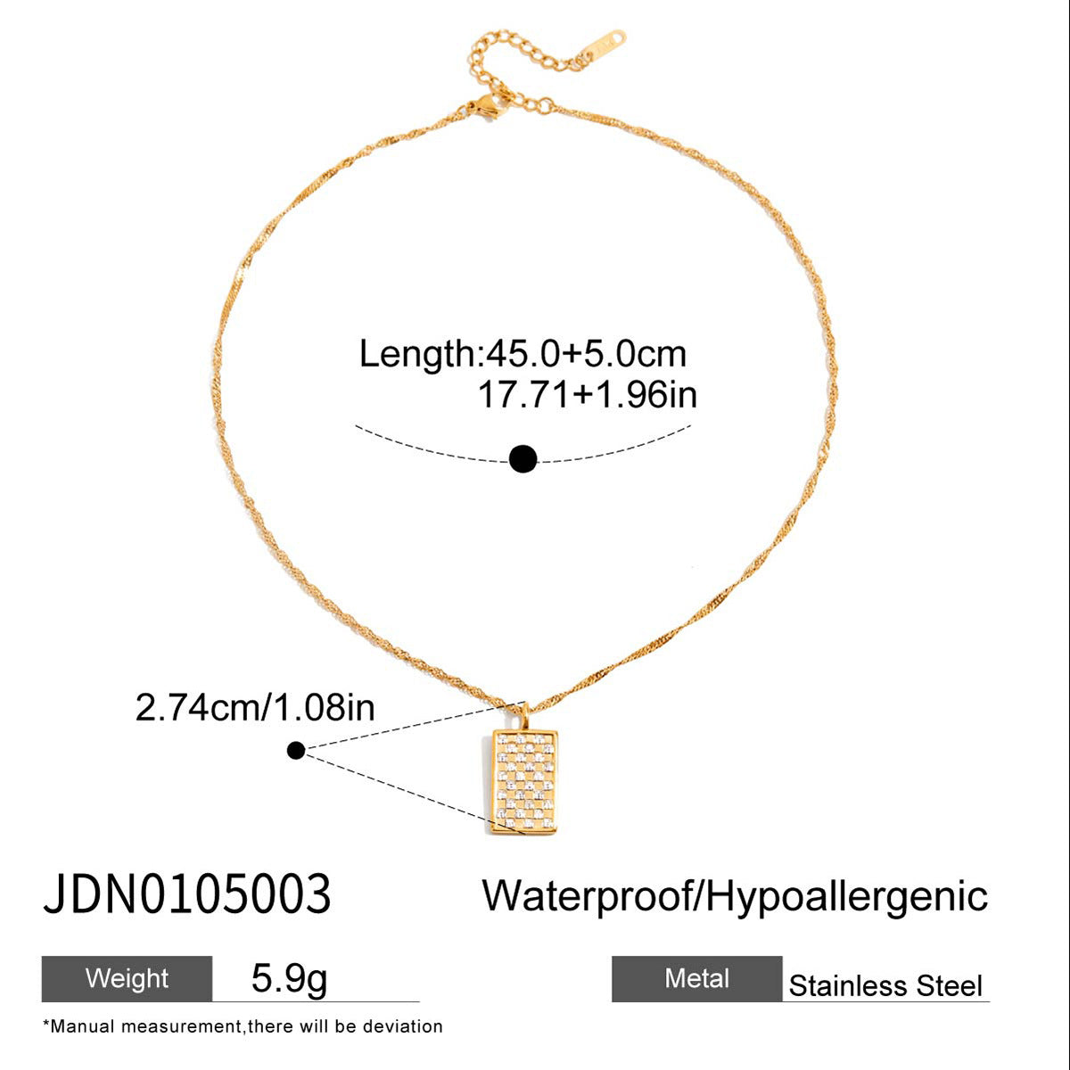 Collar geométrico de acero inoxidable con colgante de acero de titanio, joyería de lujo galvanizada para mujer
