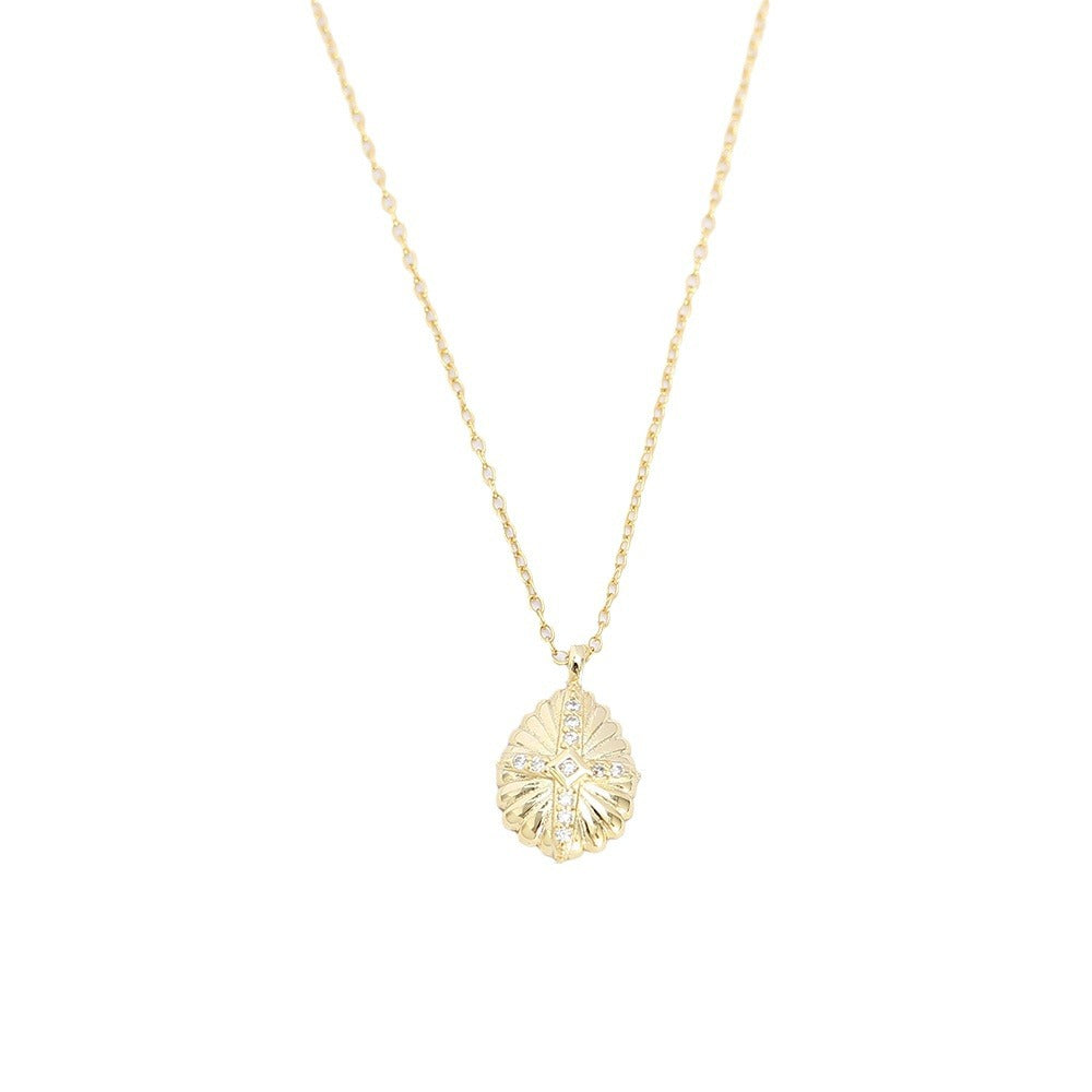 Collana da donna a forma di goccia minimalista placcata in argento sterling S925 con intarsi di strass