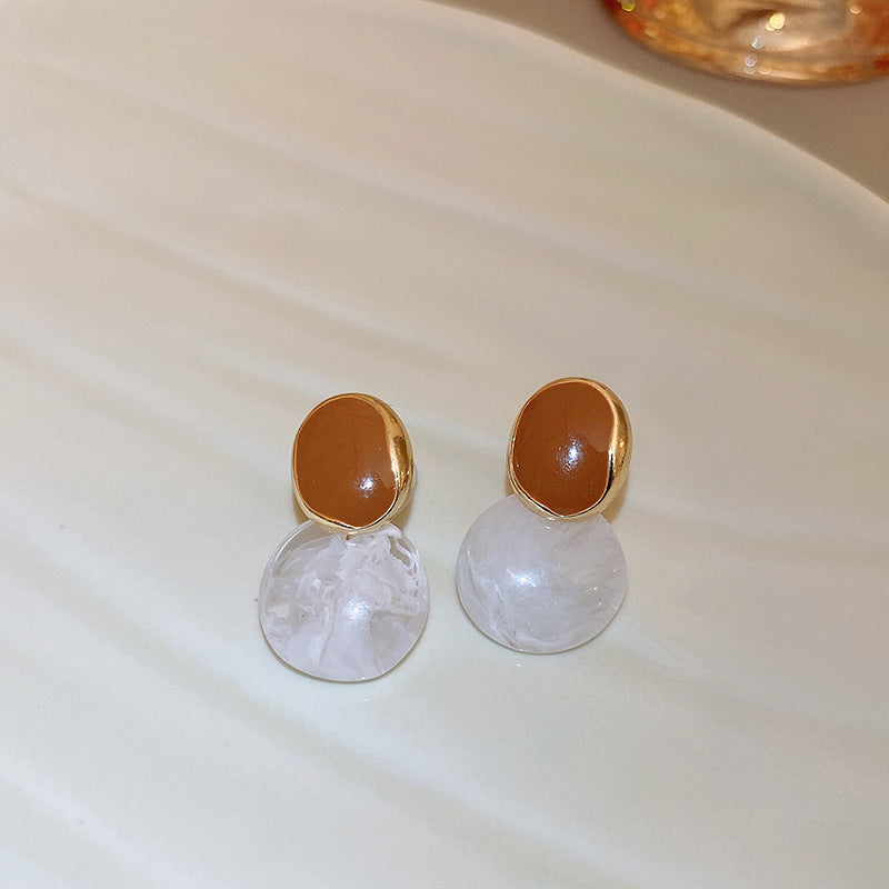 Vintage Geometric Earrings with Enamel Finish in Copper Base and Steel Posts for Women