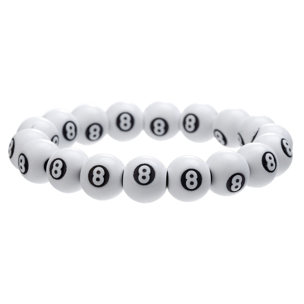 Round Acrylic Billiard 8-Ball Elastic Bracelet