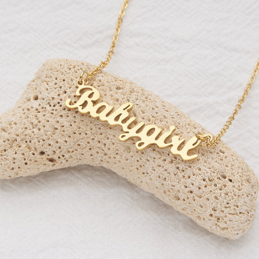 Cartoon Style Letter Shape Stainless Steel Necklace with Plated Finish for Women