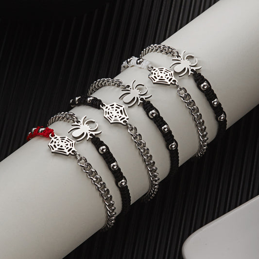 Pulsera de aleación con patrón de telaraña hecha a mano para mujer, estilo bohemio minimalista, pulsera de la amistad ajustable
