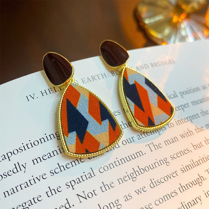 Vintage Geometric Alloy Earrings with Gold-Plated Finish and Stainless Steel Posts for Women