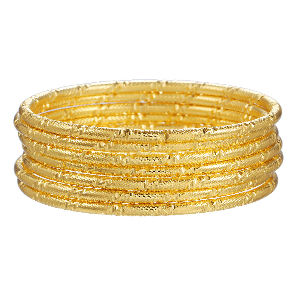 Punk Irregular Geometric Rhombus Round Twisted Rope Chain Plated Iron Bracelet Set for Women