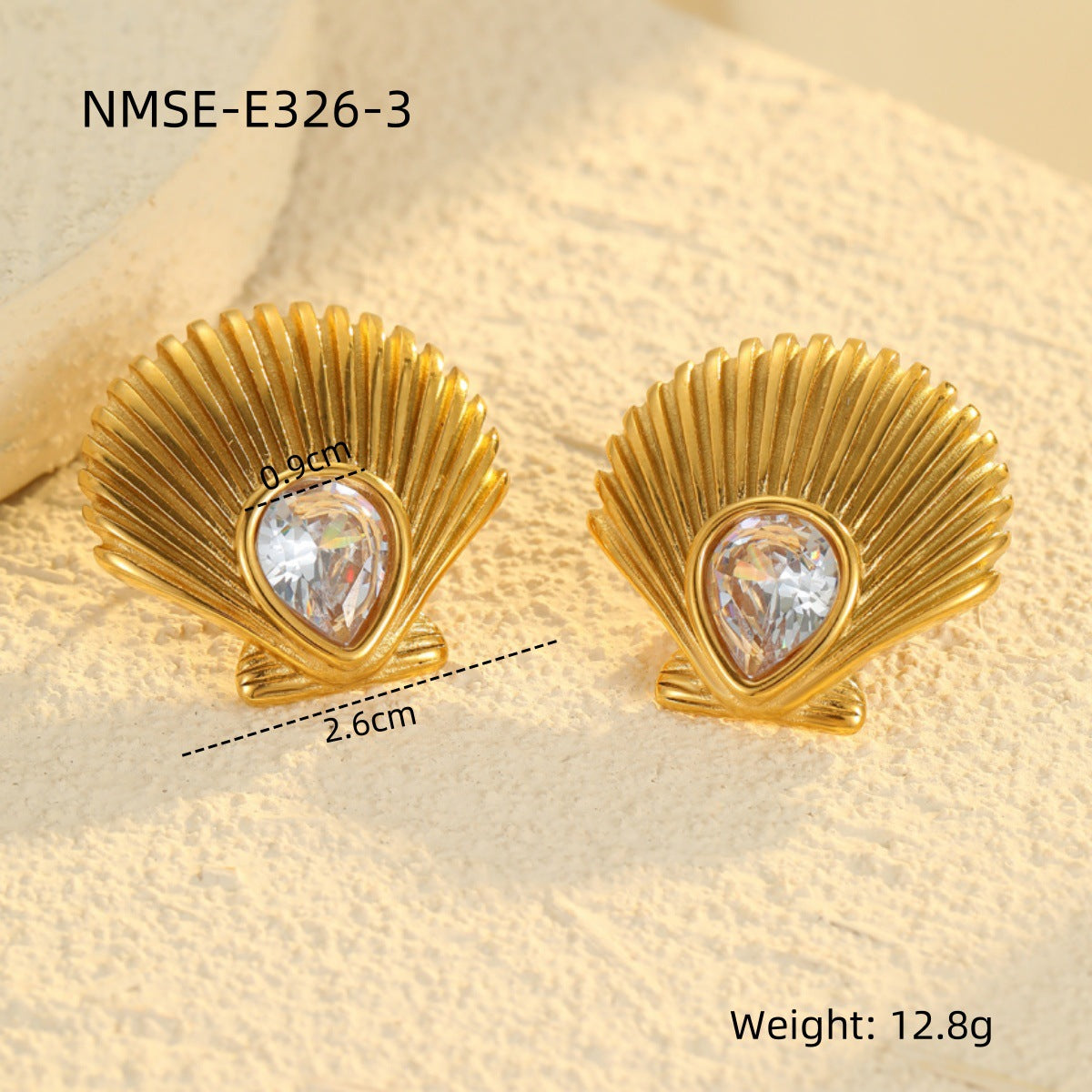 Pendientes de acero inoxidable geométricos de moda para OL con incrustaciones de piedra natural verde y acabado chapado