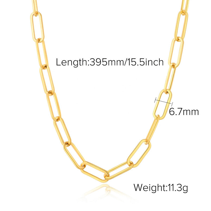 Geometric Stainless Steel Plated Necklace with Titanium Steel Pendant for Women