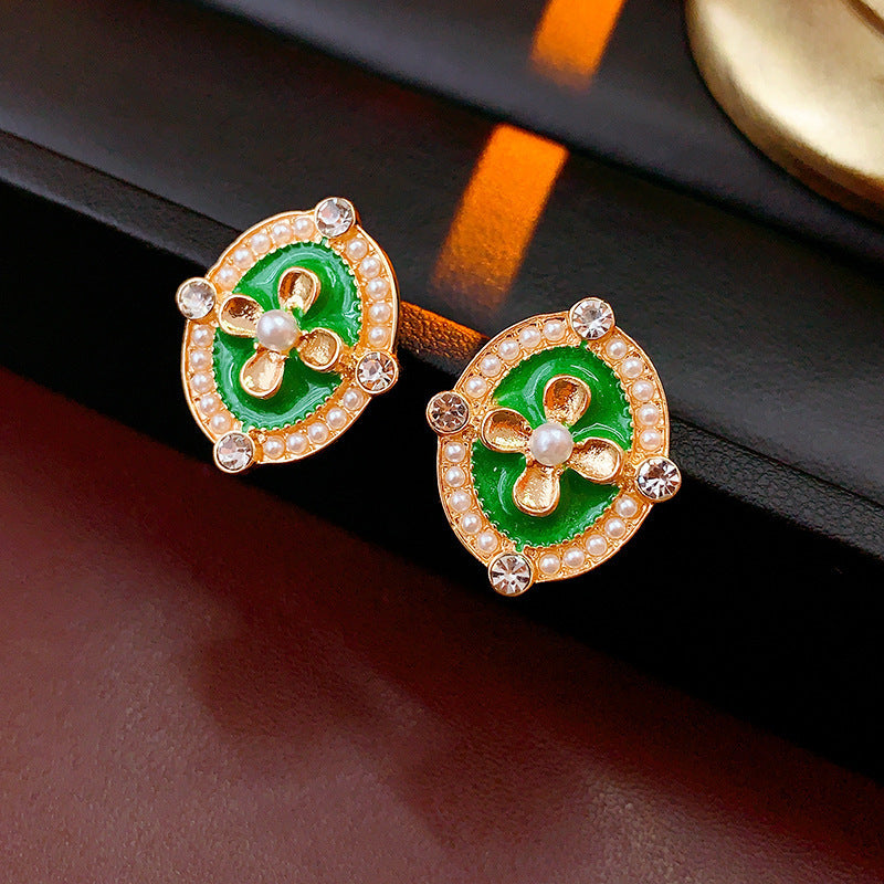 Vintage Geometric Alloy Earrings with Gold-Plated Finish and Stainless Steel Posts for Women