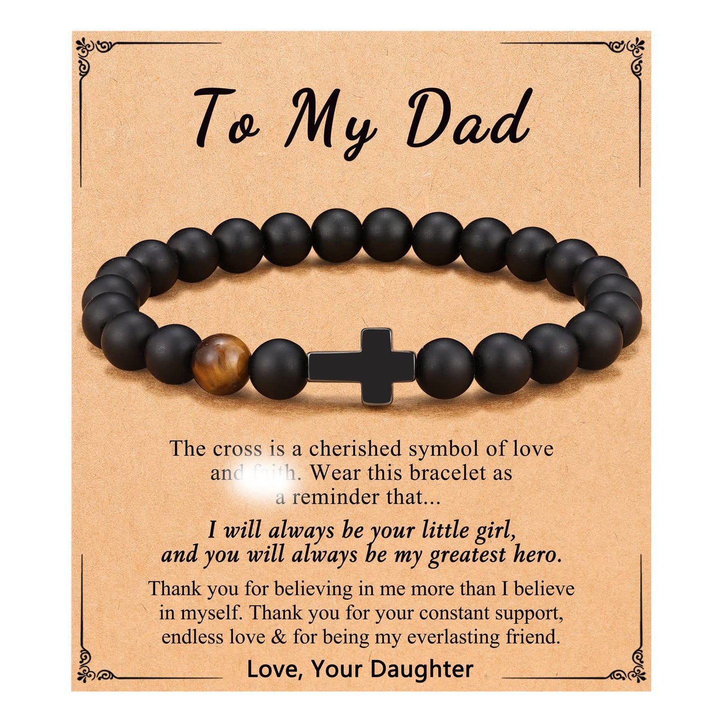 Minimalist Matte Polished Cross Beaded Bracelet for Men