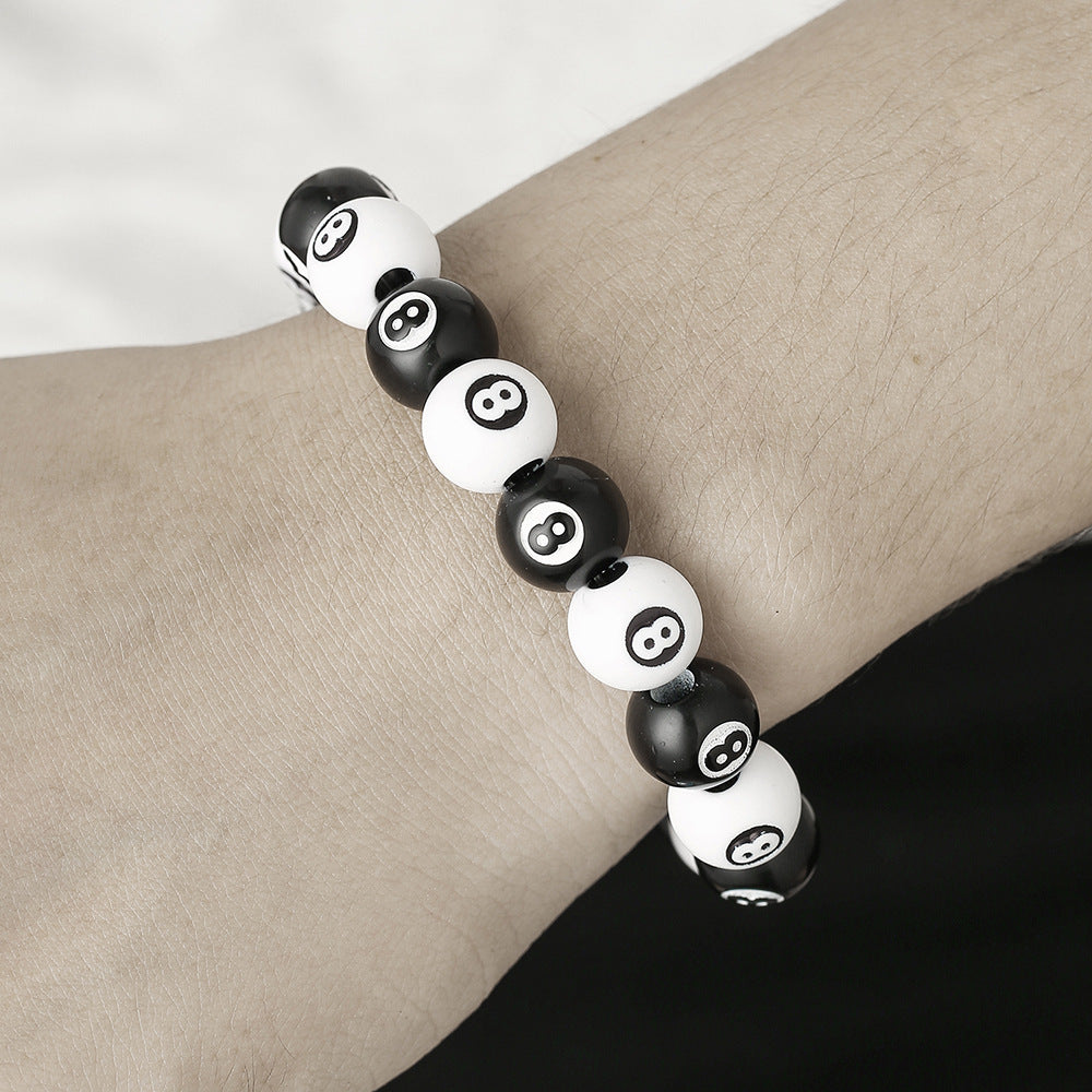 Round Acrylic Billiard 8-Ball Elastic Bracelet