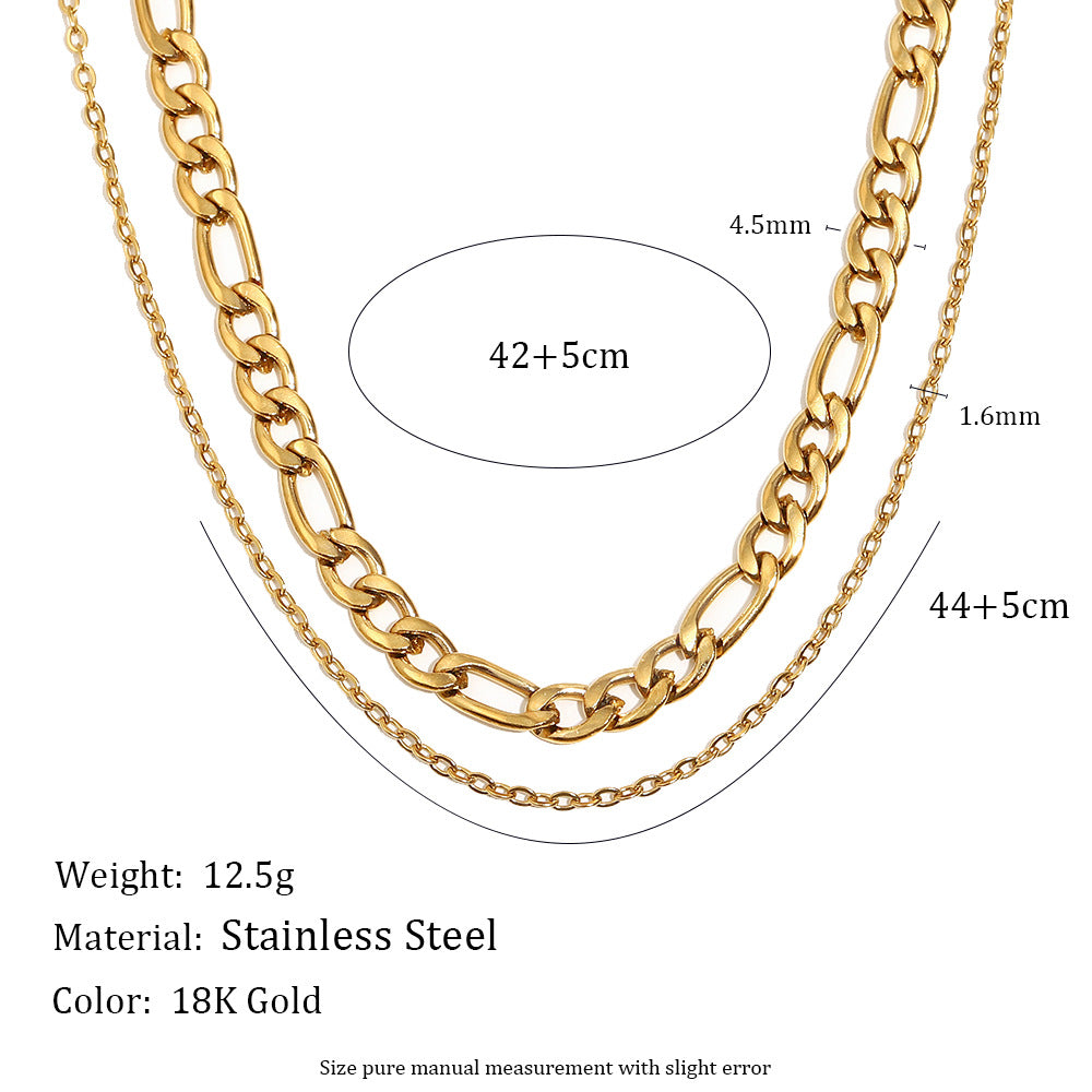 Collana da donna a doppio strato in acciaio inossidabile geometrica minimalista con placcatura in oro 18 carati
