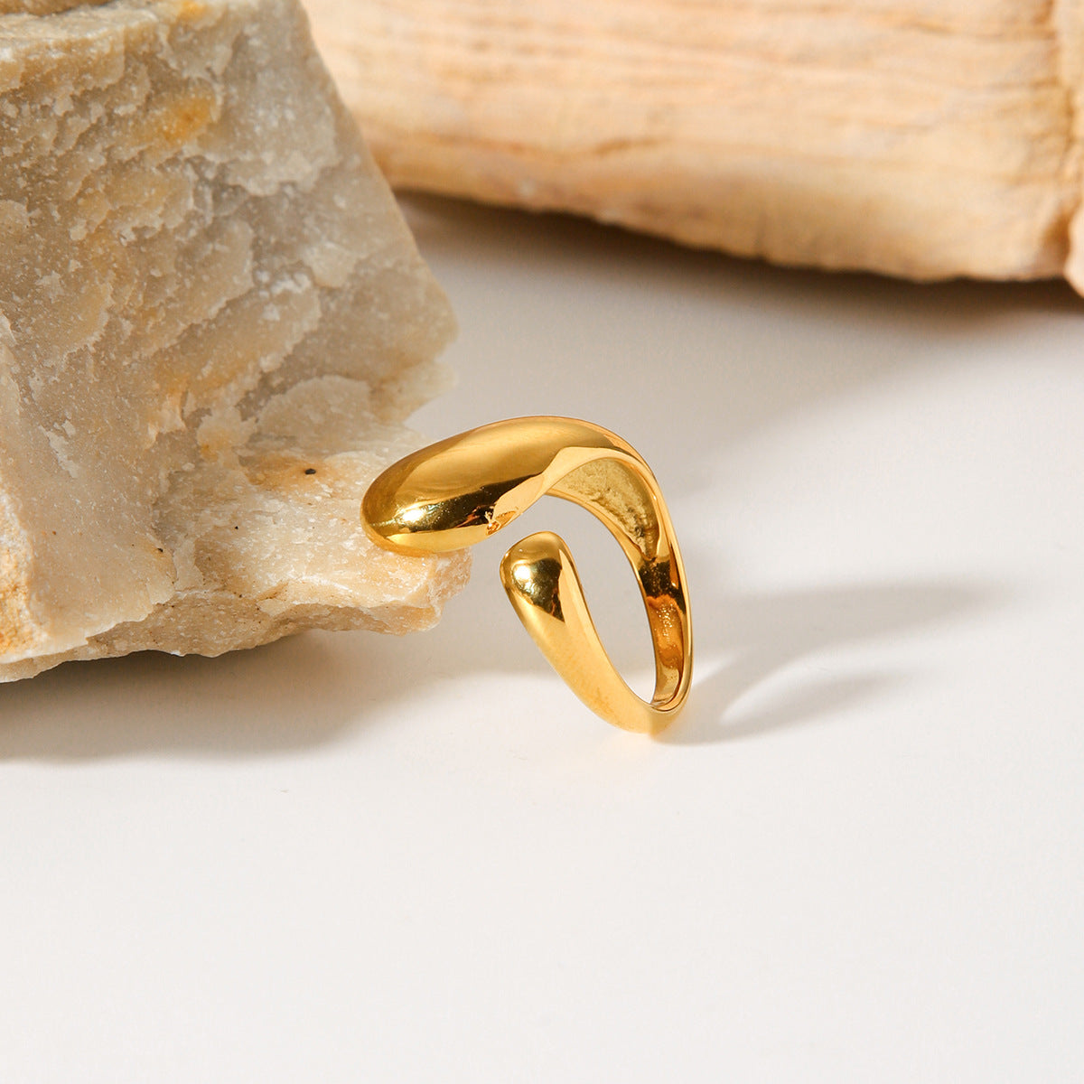 Anello aperto geometrico minimalista in acciaio inossidabile placcato oro 18 carati, gioielli alla moda da donna