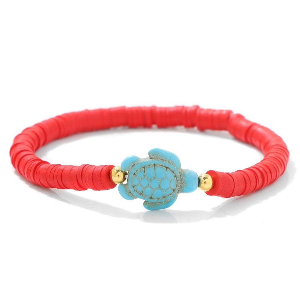 Bohemian Turquoise Turtle Resin Bracelet Unisex Handmade Elastic Bangle