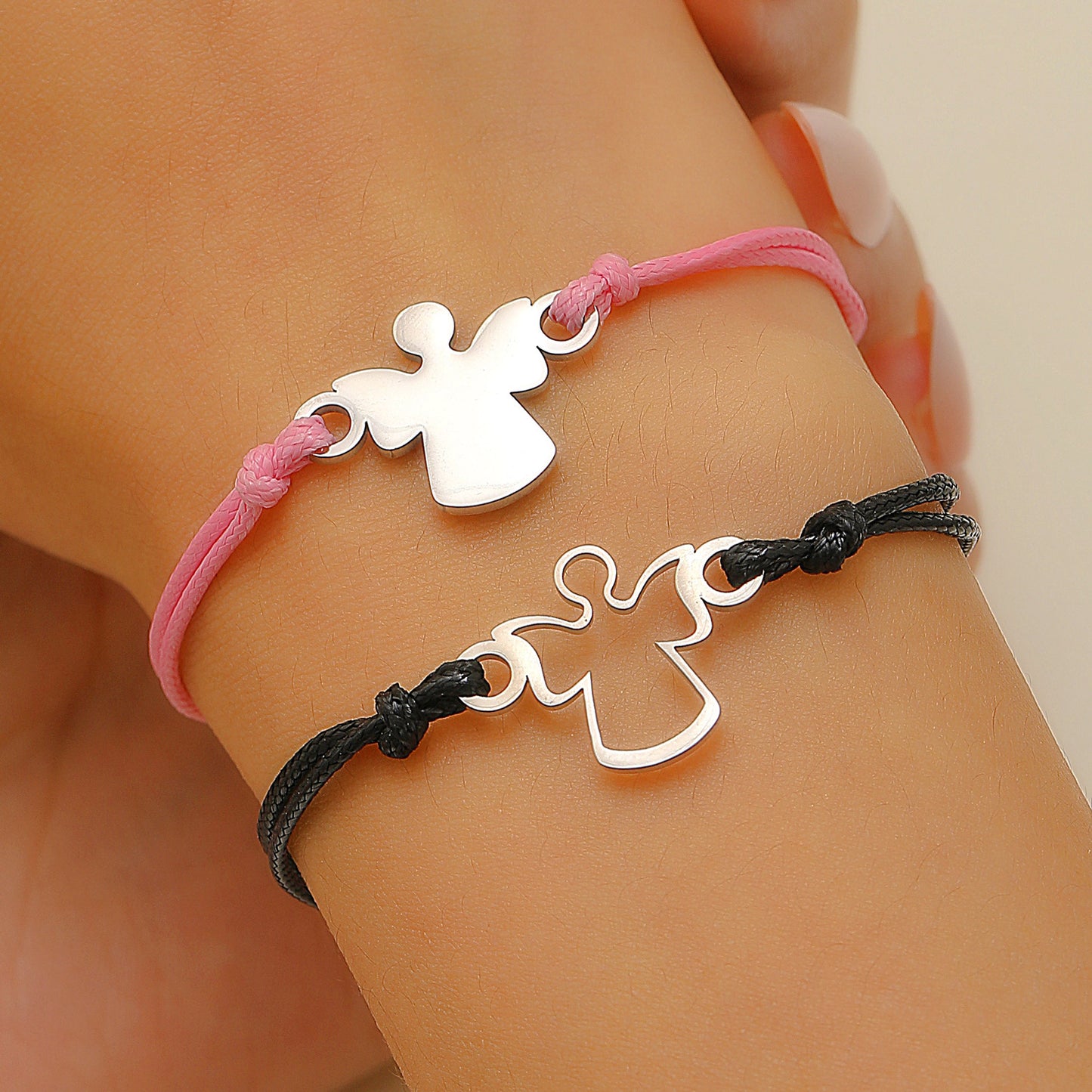 Sweet Heart Star Butterfly Floral Alloy Bracelet Unisex Handmade Woven Cord