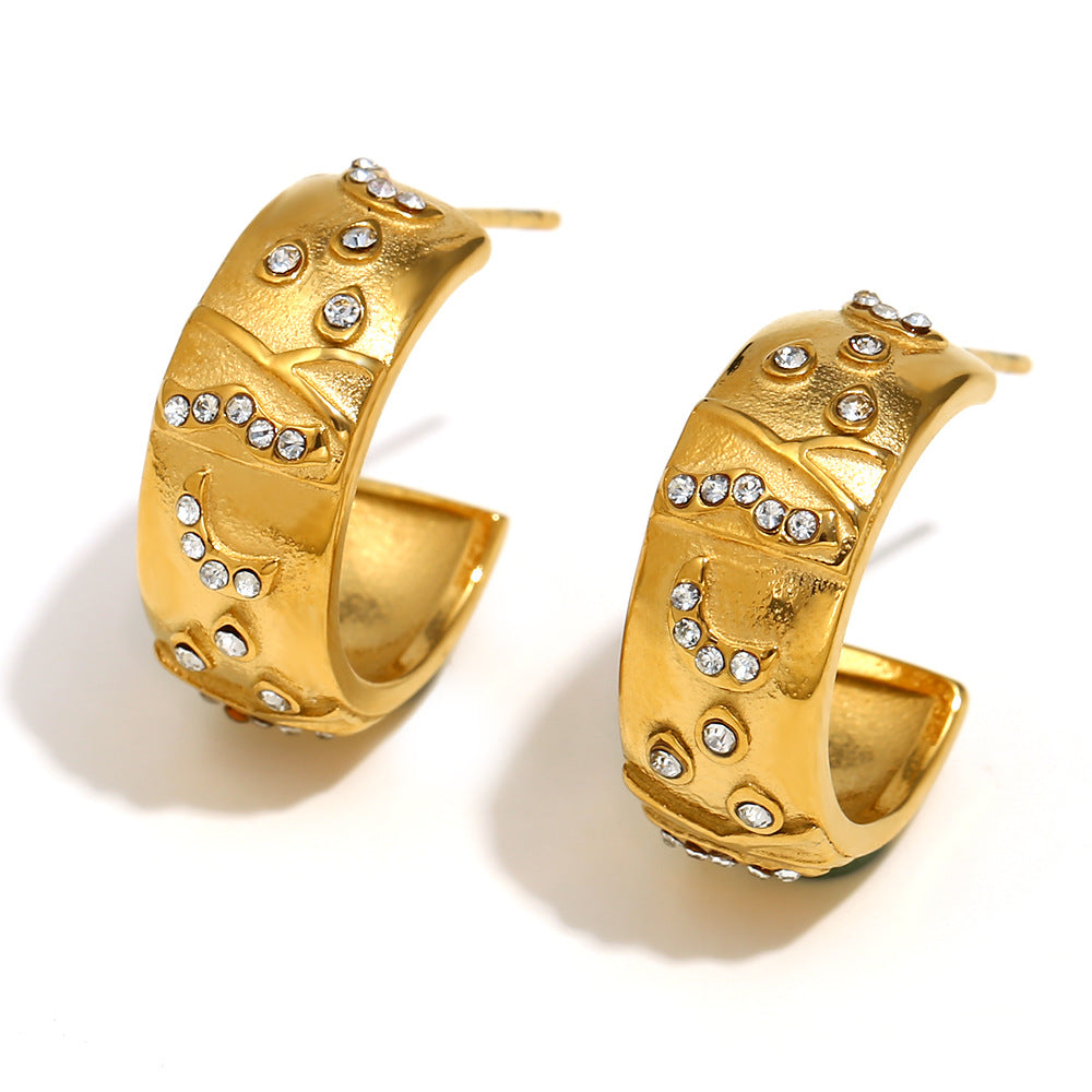 Elegant Geometric 18K Gold Plated Stainless Steel Ring Bracelet Earring Set for Women